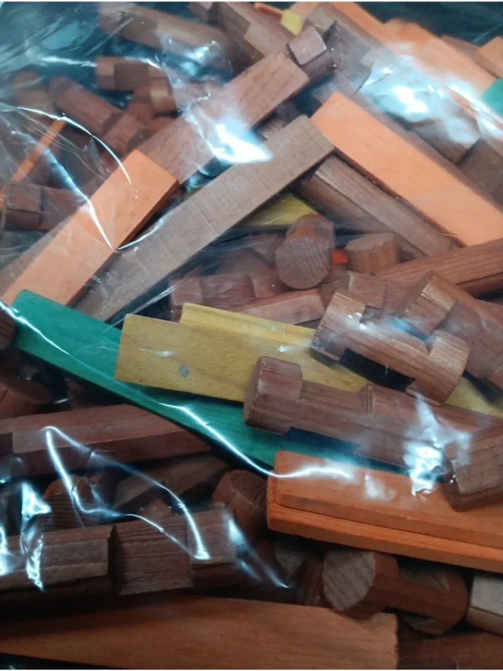 Early Vintage Lincoln Logs Assorted Pieces including Roof Rounds Flats Roofs